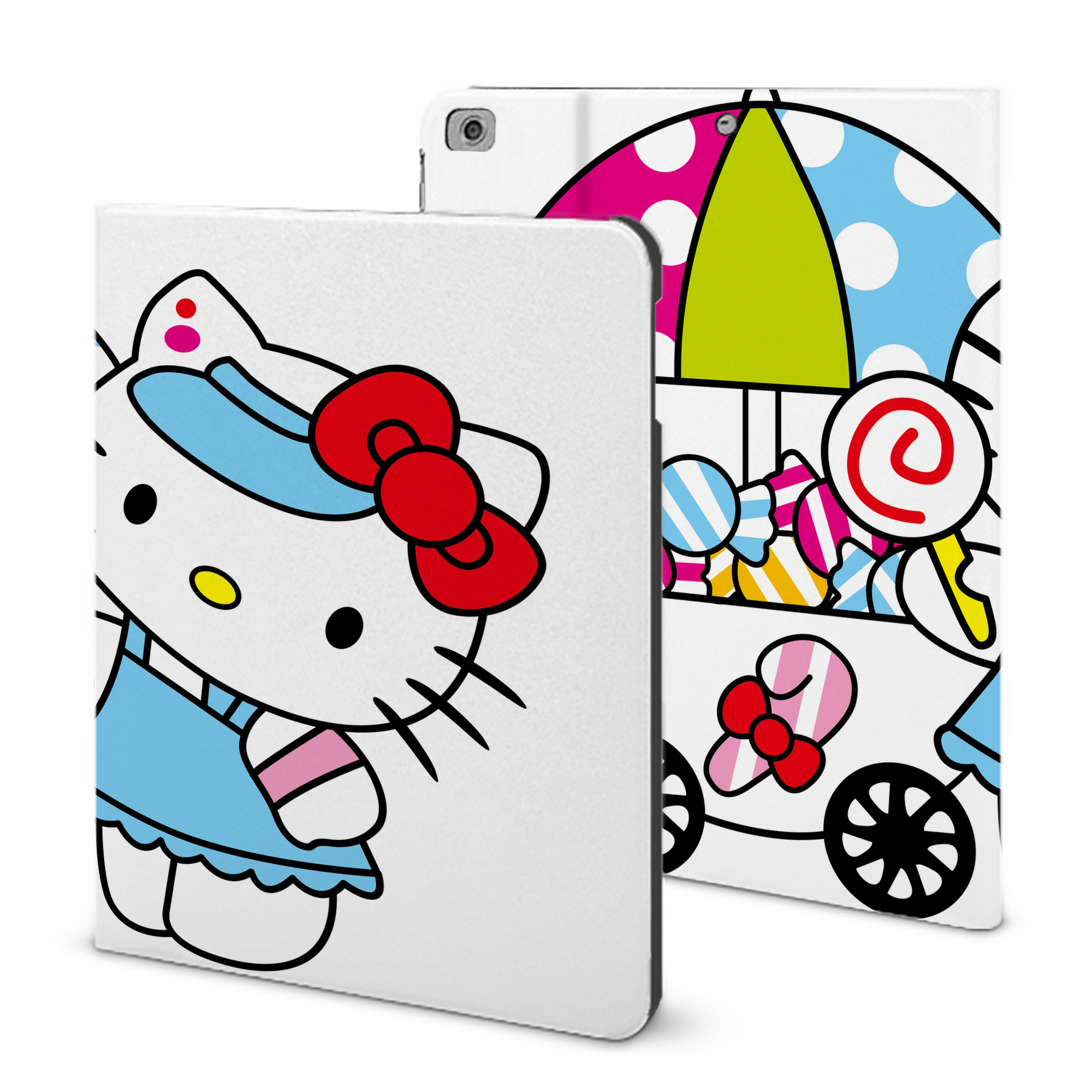 （画像用） Hello Kitty ハローキティ IPad ケース ブック型 PUレザー TPU 耐衝撃 軽量 薄型 ペン収納なし 全面保護 IPad 各モデル対応
